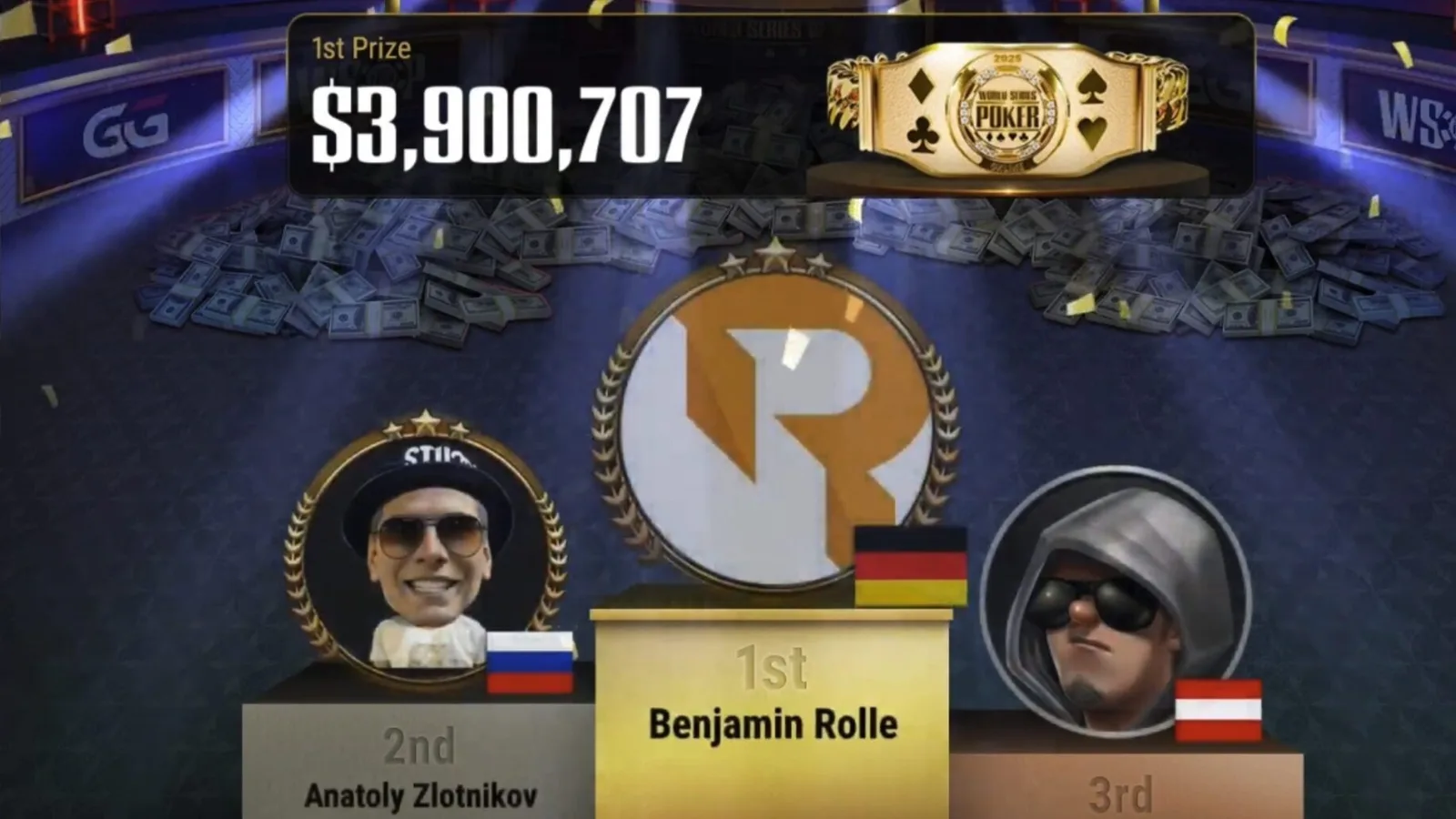 בנג’מין bencb789 רול זוכה במיין איבנט אונליין WSOP בסכום של 3.9 מיליון דולר